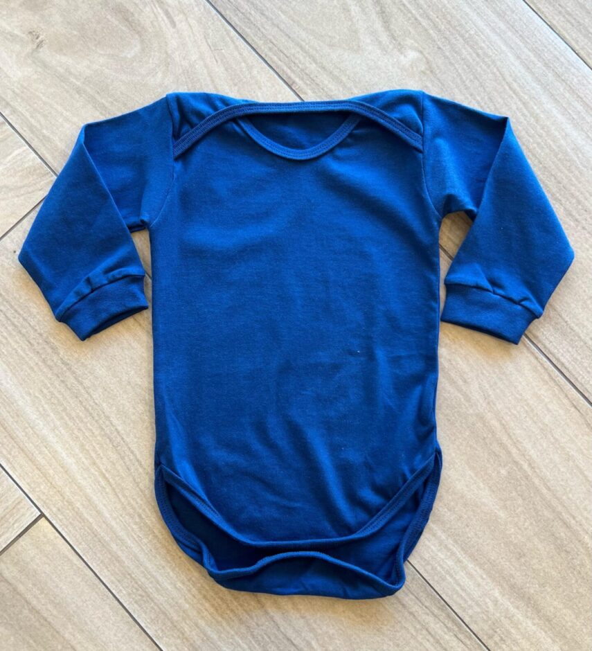 Body Infantil Unissex Manga Longa sem Fecho Azul Fernanda Ramos Kids