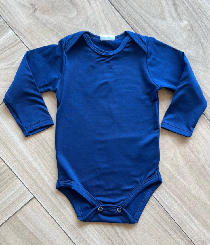 Body Infantil Unissex Térmico Manga Longa com Fecho Azul Fernanda Ramos Kids