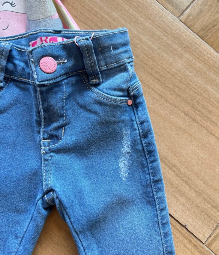 fernandaramoskids com br Calça Feminina Jeans Infantil Regulagem no Cós1