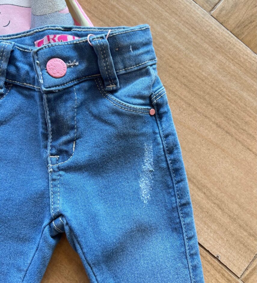 fernandaramoskids com br Calça Feminina Jeans Infantil Regulagem no Cós1