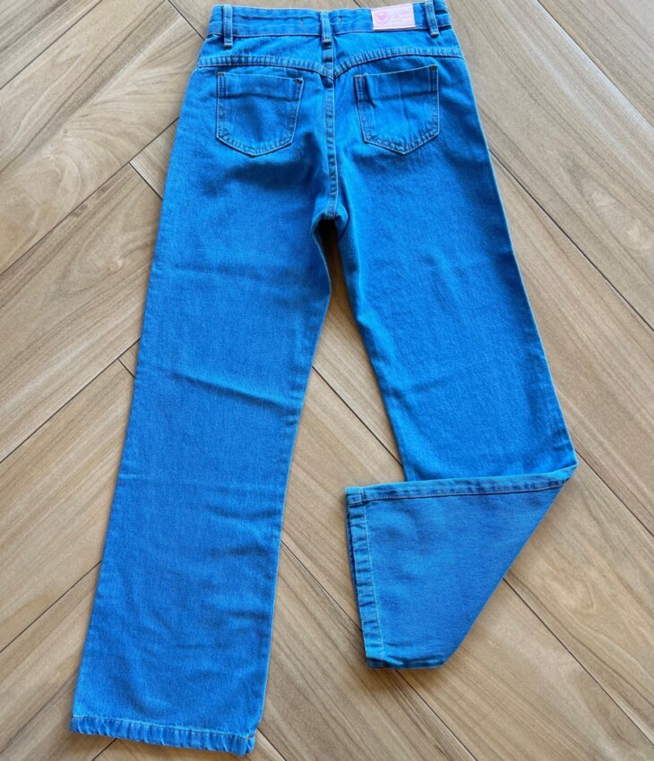 Calça Juvenil Feminina Jeans Claro Wide Leg Fernanda Ramos Kids