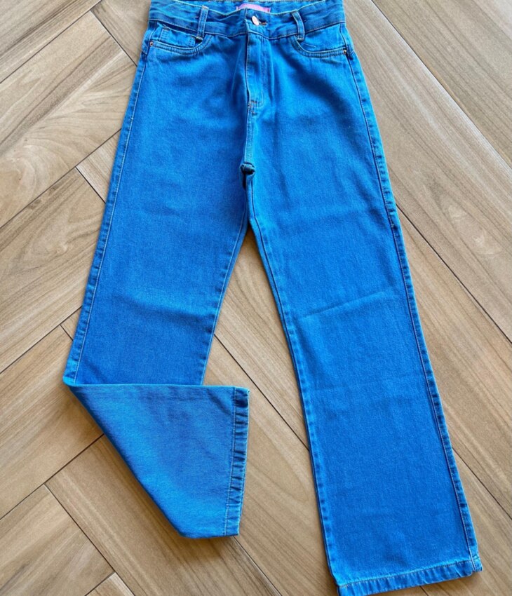 Calça Juvenil Feminina Jeans Claro Wide Leg Fernanda Ramos Kids