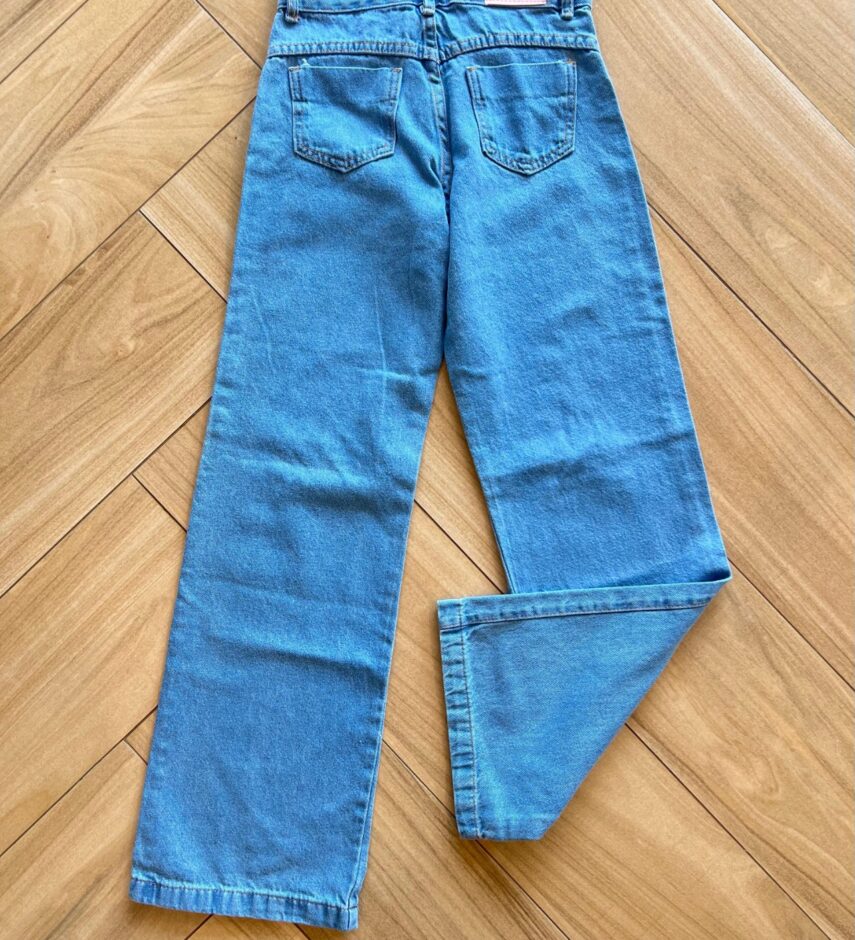 Calça Juvenil Feminina Jeans Claro Wide Leg Destroyed Fernanda Ramos Kids