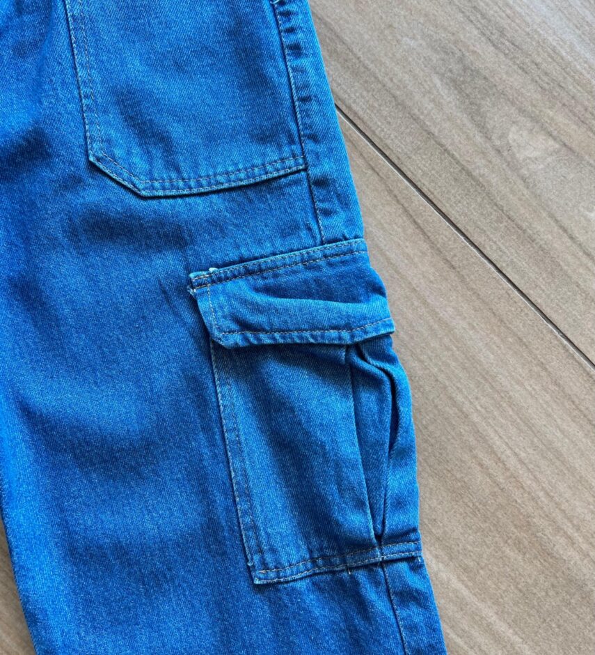 fernandaramoskids com br Calça Juvenil Feminina Jeans Wide Leg Cargo1