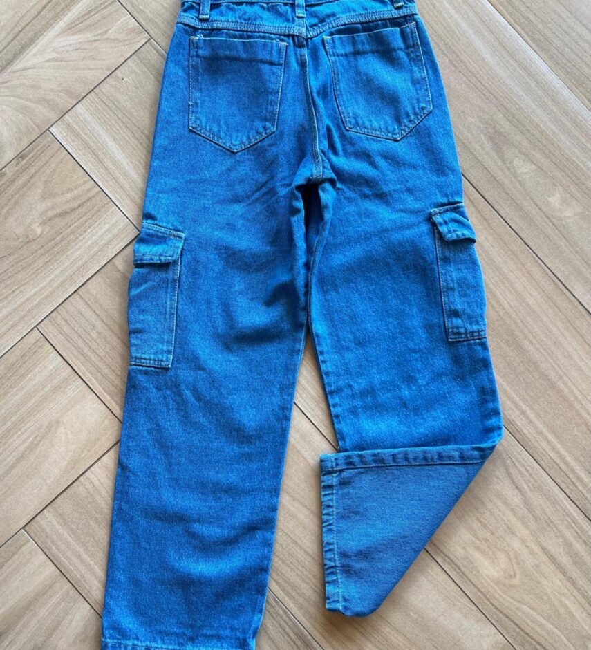 fernandaramoskids com br Calça Juvenil Feminina Jeans Wide Leg Cargo2