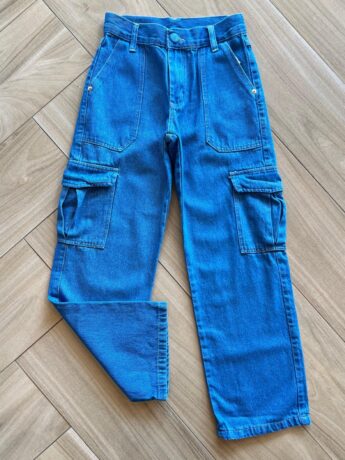 Calça Juvenil Feminina Jeans Wide Leg Cargo Fernanda Ramos Kids