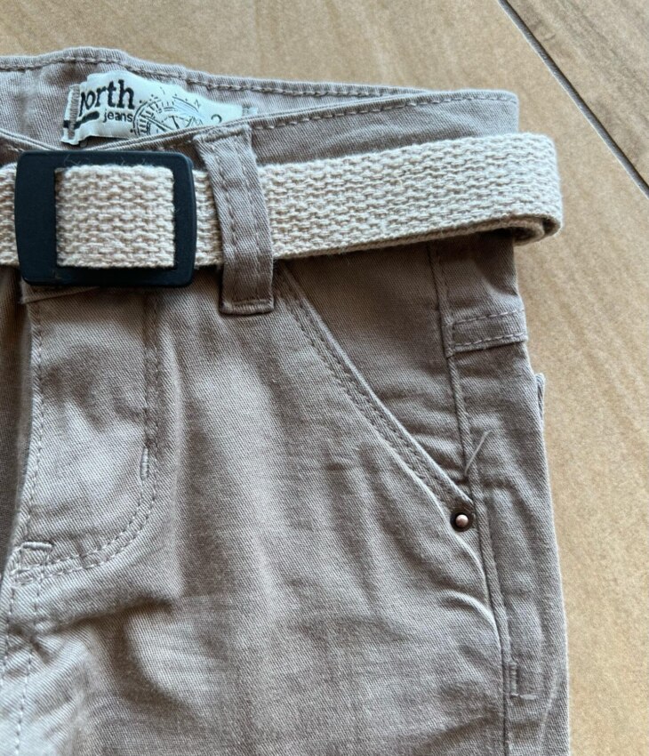 fernandaramoskids com br Calça Masculina Infantil Sarja com Cinto Caqui1