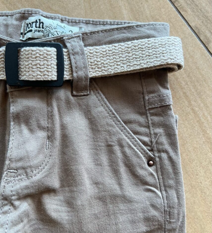 fernandaramoskids com br Calça Masculina Infantil Sarja com Cinto Caqui1
