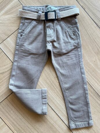 Calça Masculina Infantil Sarja com Cinto Caqui Fernanda Ramos Kids
