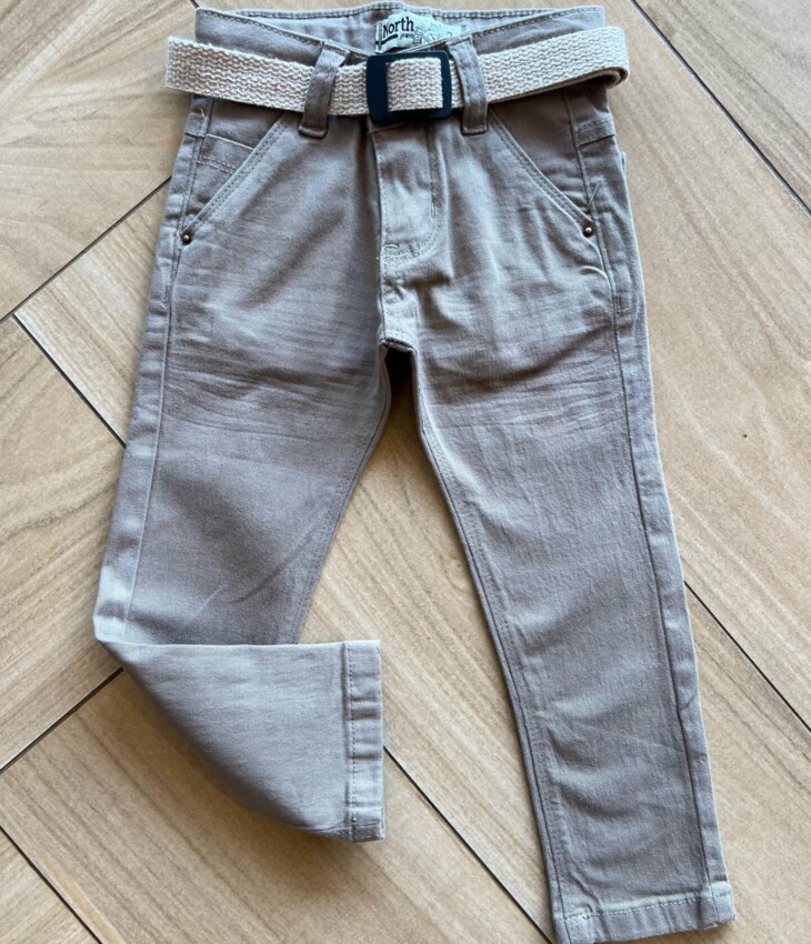 Calça Masculina Infantil Sarja com Cinto Caqui Fernanda Ramos Kids