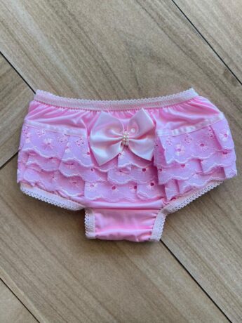 Calcinha Infantil Feminina Detalhe em Laise e Laço Rosa Fernanda Ramos Kids