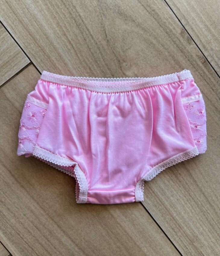 Calcinha Infantil Feminina Detalhe em Laise e Laço Rosa Fernanda Ramos Kids