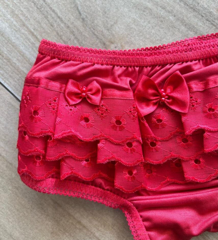 fernandaramoskids com br Calcinha Infantil Feminina Detalhe em Laise Vermelha1