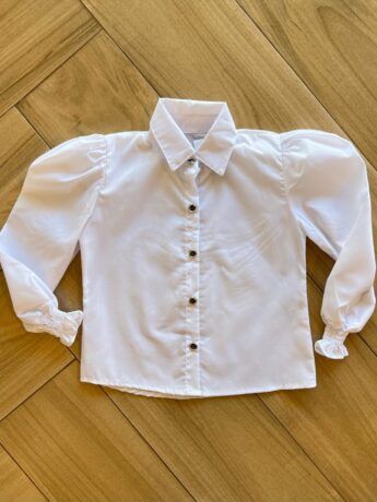 Camisa Infantil Feminina Manga Longa Detalhe no Punho Branca Fernanda Ramos Kids