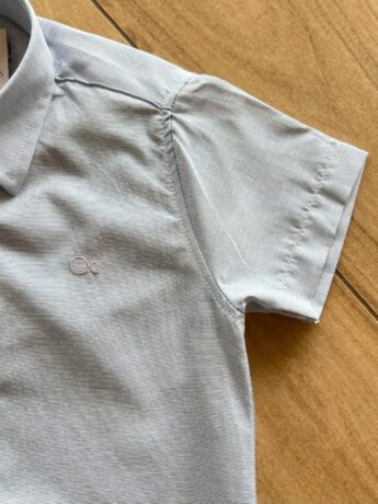fernandaramoskids com br Camisa Infantil Masculina Casual Slim Mesclada Azul1