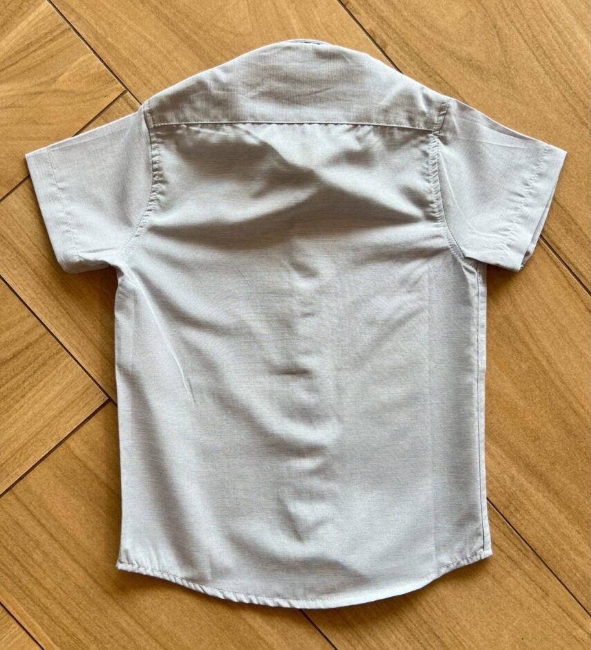 fernandaramoskids com br Camisa Infantil Masculina Casual Slim Mesclada Azul2