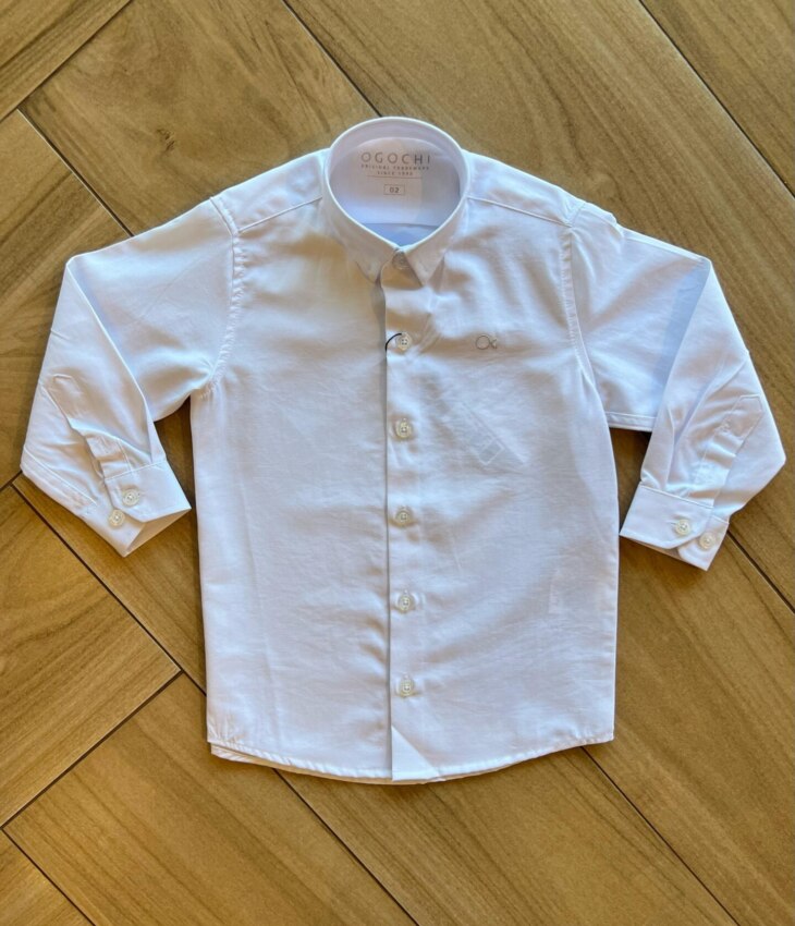 Camisa Infantil Masculina Manga Longa Essencial Branca Fernanda Ramos Kids