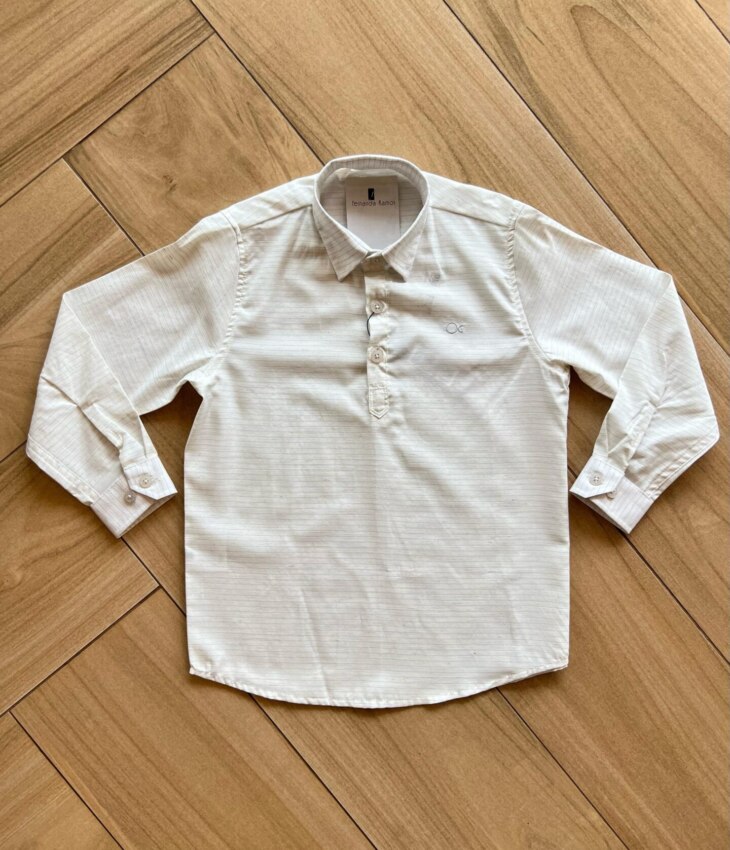 Camisa Infantil Masculina Manga Longa Listrada Off White Fernanda Ramos Kids