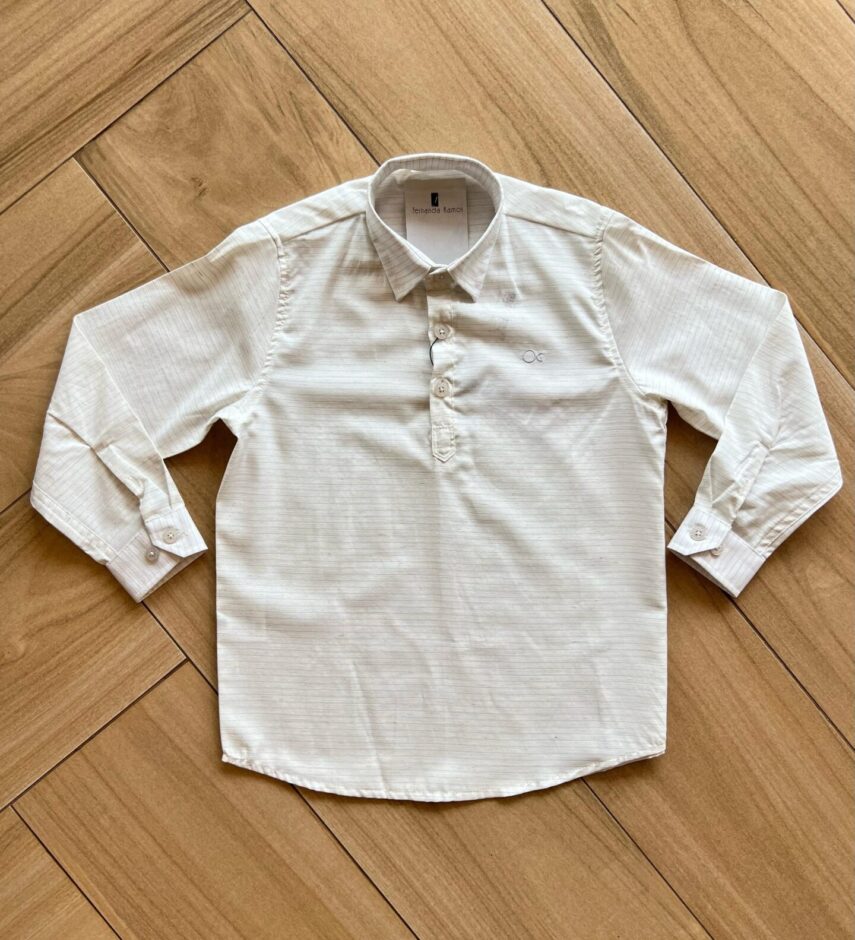 Camisa Infantil Masculina Manga Longa Listrada Off White Fernanda Ramos Kids