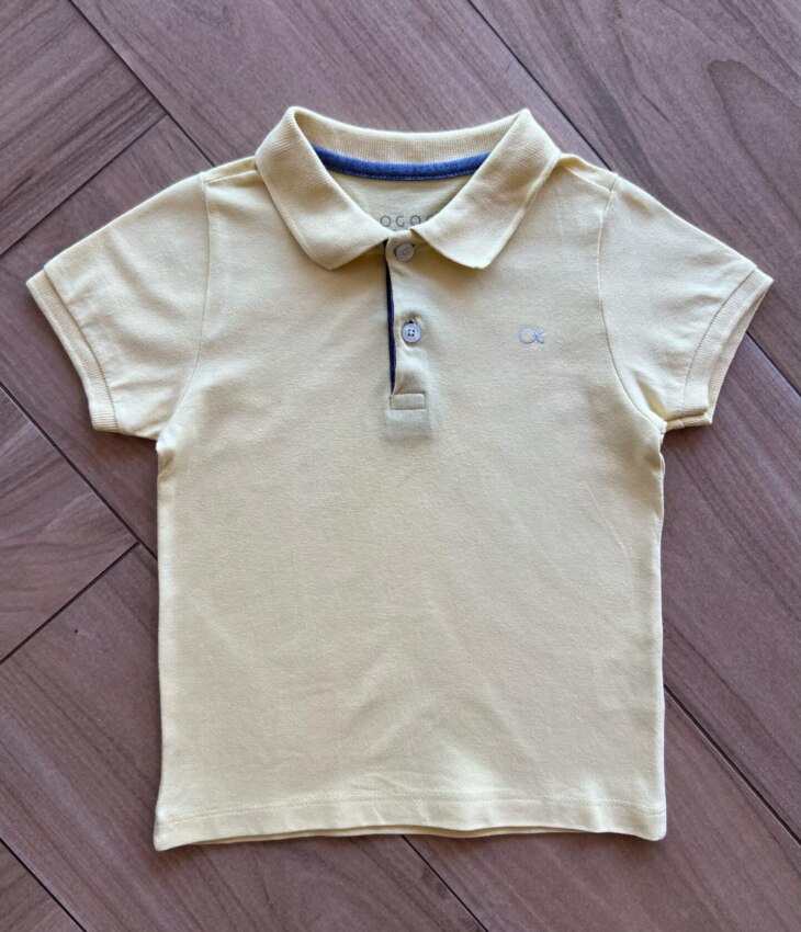 Camisa Infantil Masculina Polo Básica Amarela Fernanda Ramos Kids