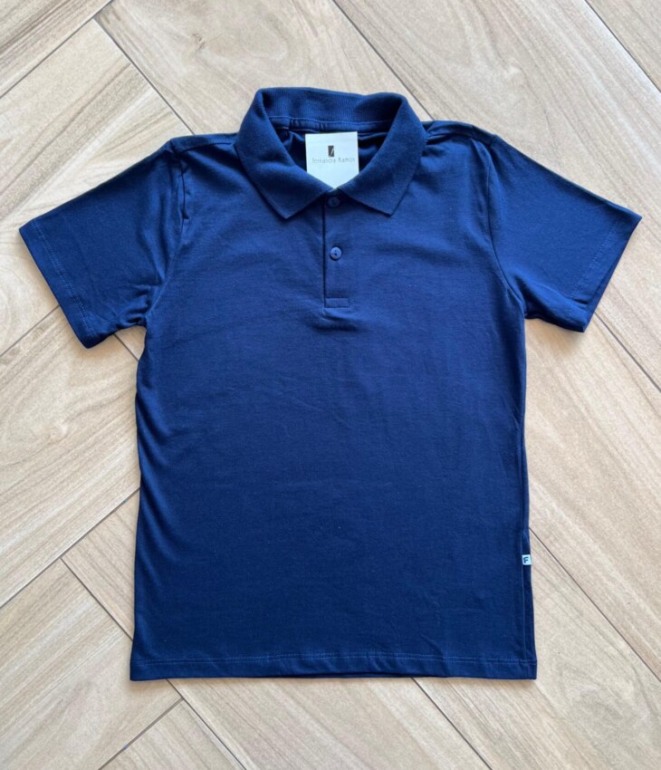 Camisa Infantil Masculina Polo Básica Manga Curta Azul Marinho Fernanda Ramos Kids