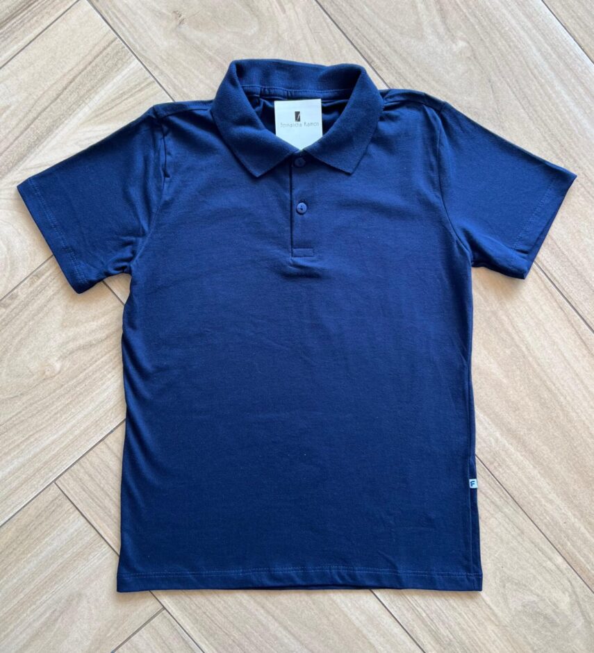 Camisa Infantil Masculina Polo Básica Manga Curta Azul Marinho Fernanda Ramos Kids