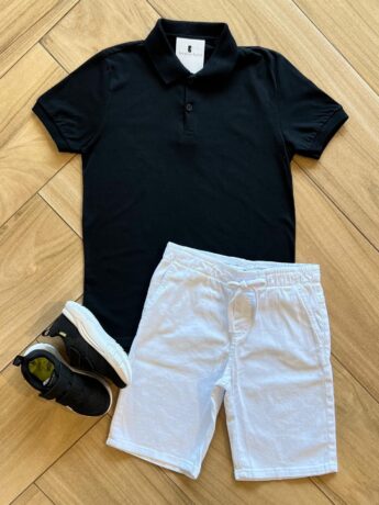 fernandaramoskids com br Camisa Infantil Masculina Polo Básica Manga Curta Preta1