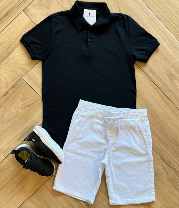 fernandaramoskids com br Camisa Infantil Masculina Polo Básica Manga Curta Preta1