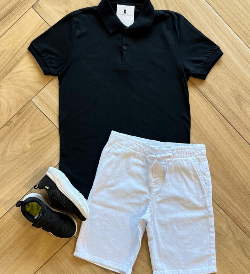 fernandaramoskids com br Camisa Infantil Masculina Polo Básica Manga Curta Preta1