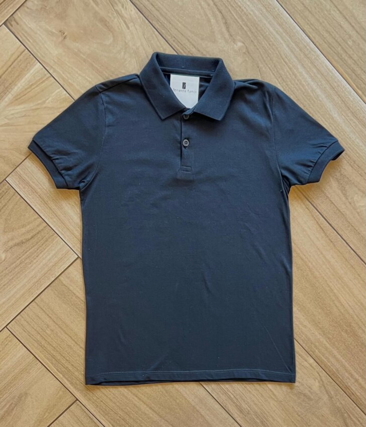 Camisa Infantil Masculina Polo Básica Manga Curta Preta Fernanda Ramos Kids
