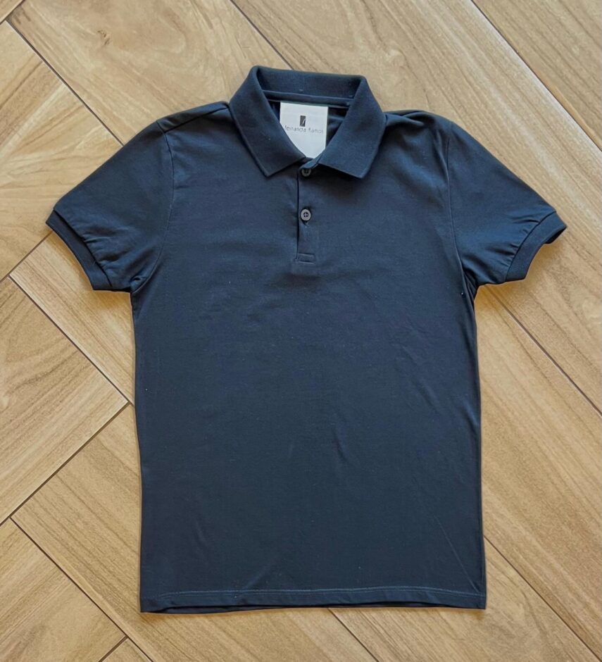 Camisa Infantil Masculina Polo Básica Manga Curta Preta Fernanda Ramos Kids