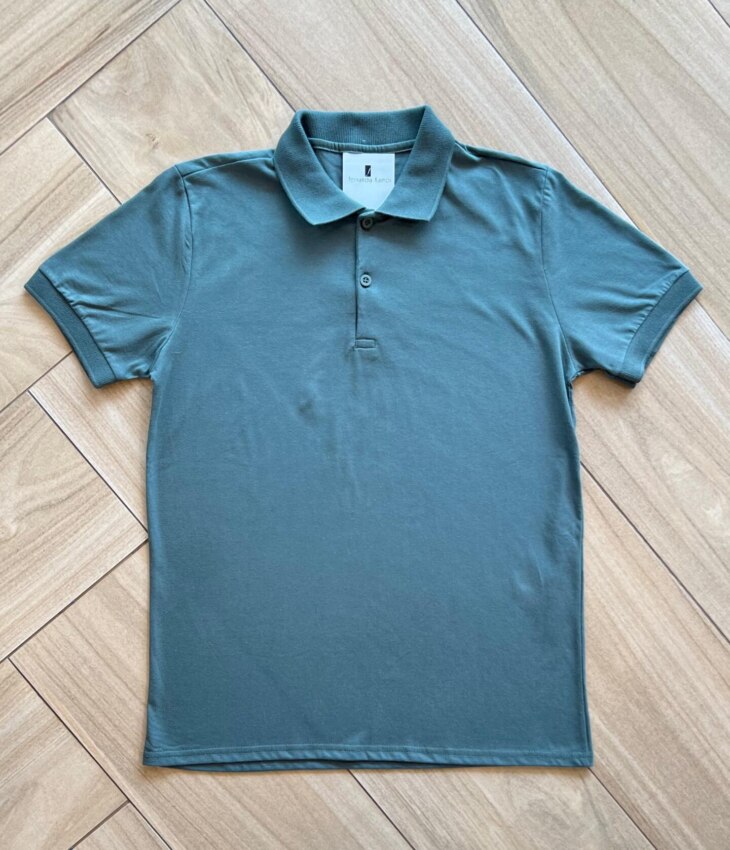 Camisa Infantil Masculina Polo Básica Manga Curta Verde Militar Fernanda Ramos Kids