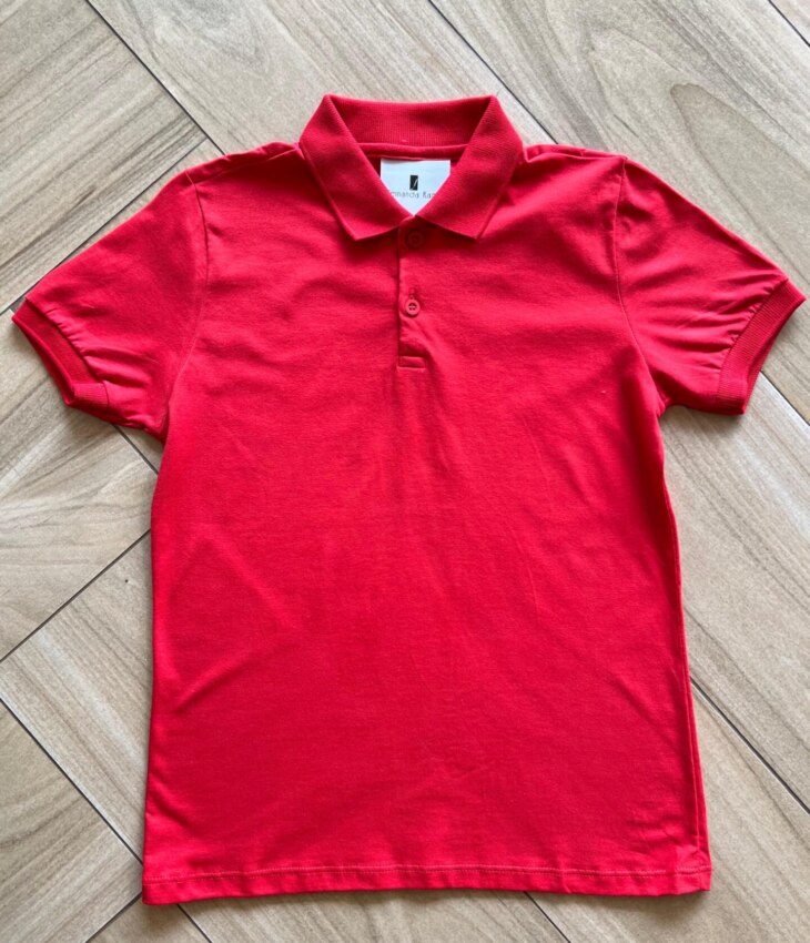 Camisa Infantil Masculina Polo Básica Manga Curta Vermelha Fernanda Ramos Kids