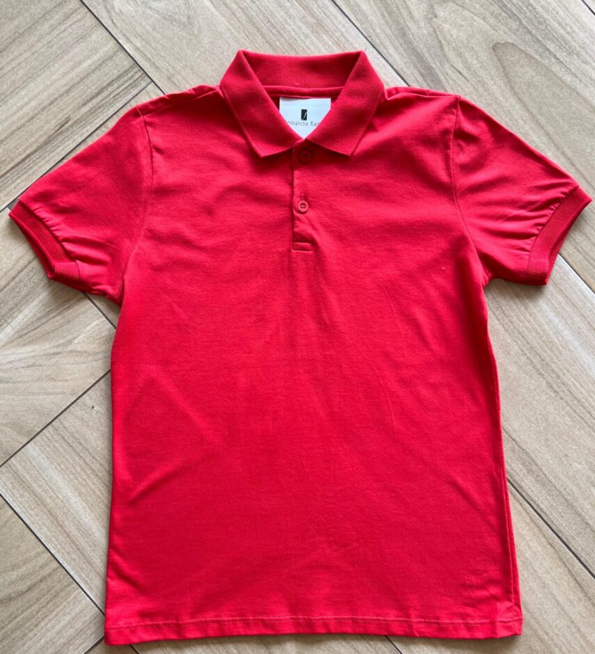 Camisa Infantil Masculina Polo Básica Manga Curta Vermelha Fernanda Ramos Kids