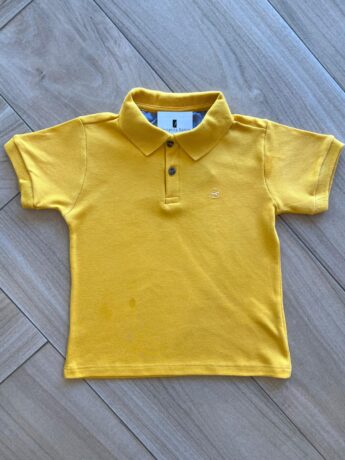 Camisa Infantil Masculina Polo em Suedine Mostarda Fernanda Ramos Kids