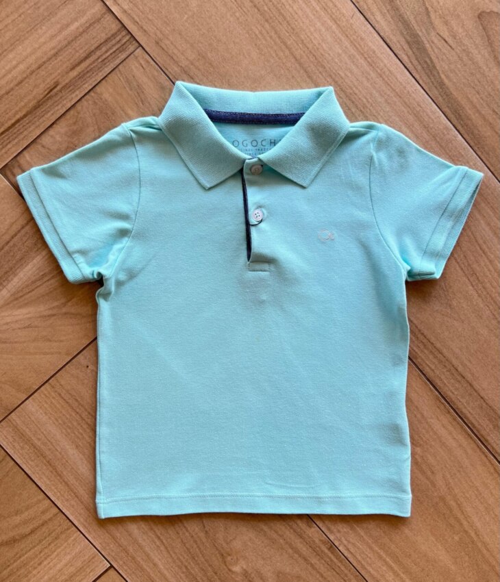 Camisa Infantil Masculina Polo Essencial Azul Piscina Fernanda Ramos Kids