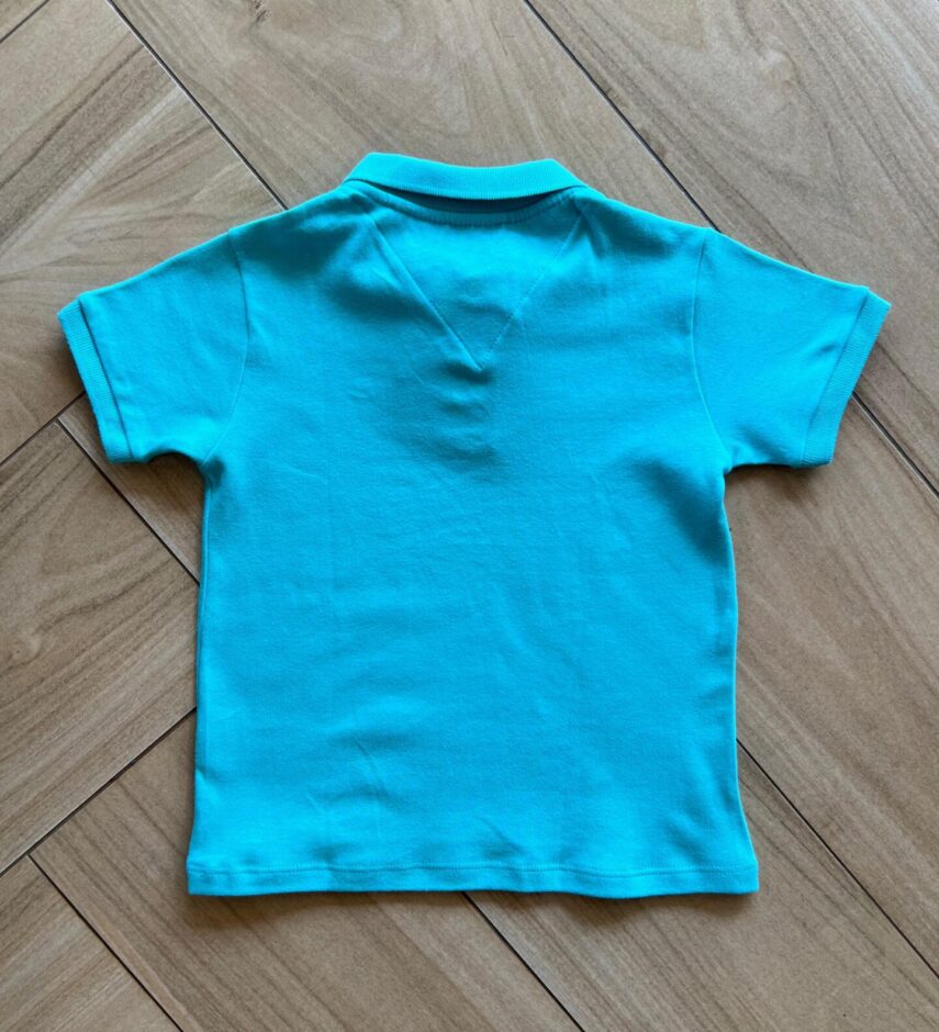 Camisa Infantil Masculina Polo Manga Curta em Suedine Azul Piscina Fernanda Ramos Kids