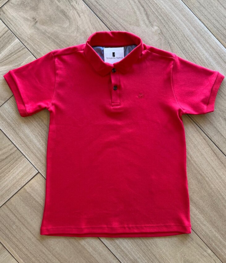 Camisa Infantil Masculina Polo Vermelha Fernanda Ramos Kids