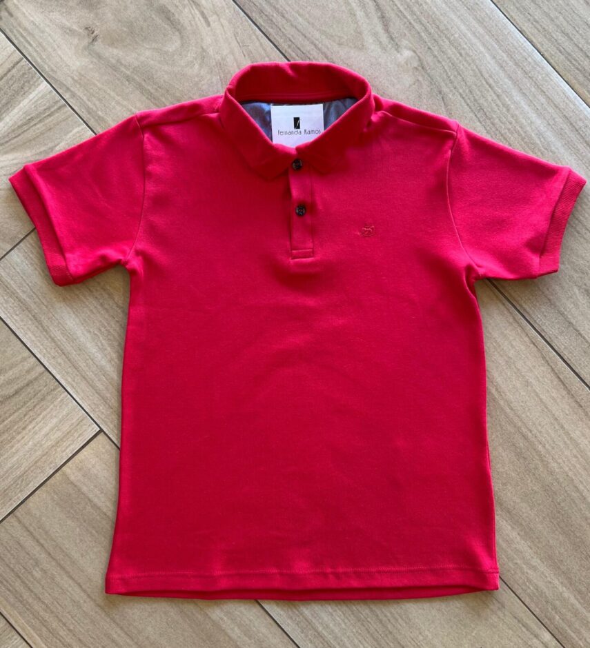 Camisa Infantil Masculina Polo Vermelha Fernanda Ramos Kids