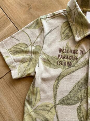 fernandaramoskids com br Camisa Infantil Masculina Polo Welcome to Paradise Island Estampada1