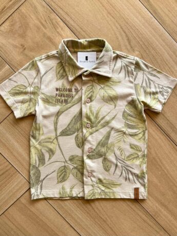 Camisa Infantil Masculina Polo Welcome to Paradise Island Estampada Fernanda Ramos Kids
