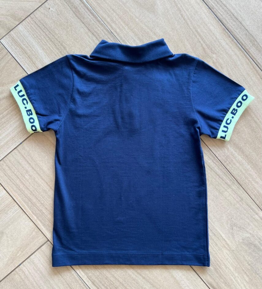 Camisa Polo Infantil Masculina com Botões Azul Escuro Fernanda Ramos Kids