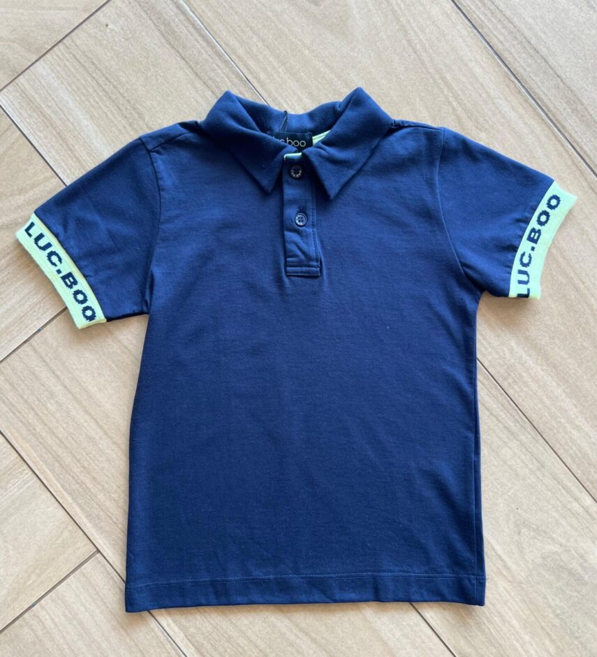 Camisa Polo Infantil Masculina com Botões Azul Escuro Fernanda Ramos Kids