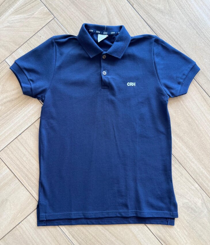 Camisa Polo Infantil Masculina Detalhe na Gola Azul Fernanda Ramos Kids