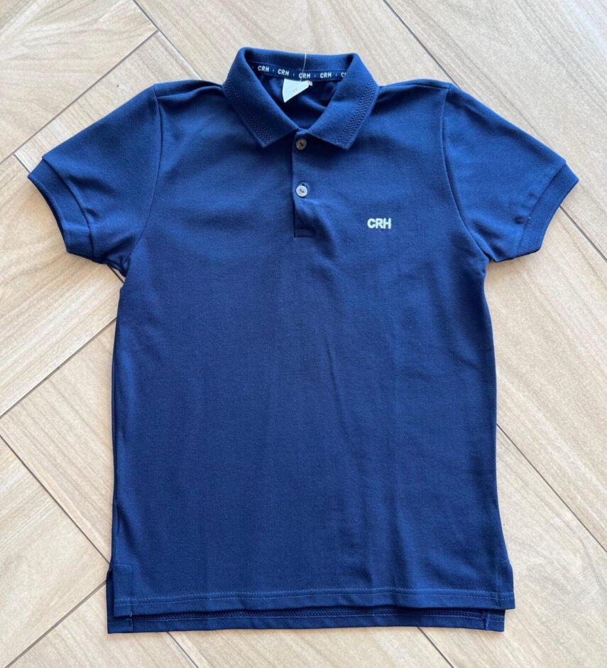 Camisa Polo Infantil Masculina Detalhe na Gola Azul Fernanda Ramos Kids