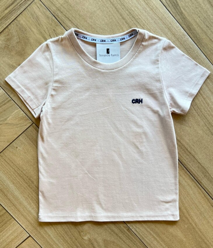 Camiseta Infantil Masculina Básica Bege Fernanda Ramos Kids