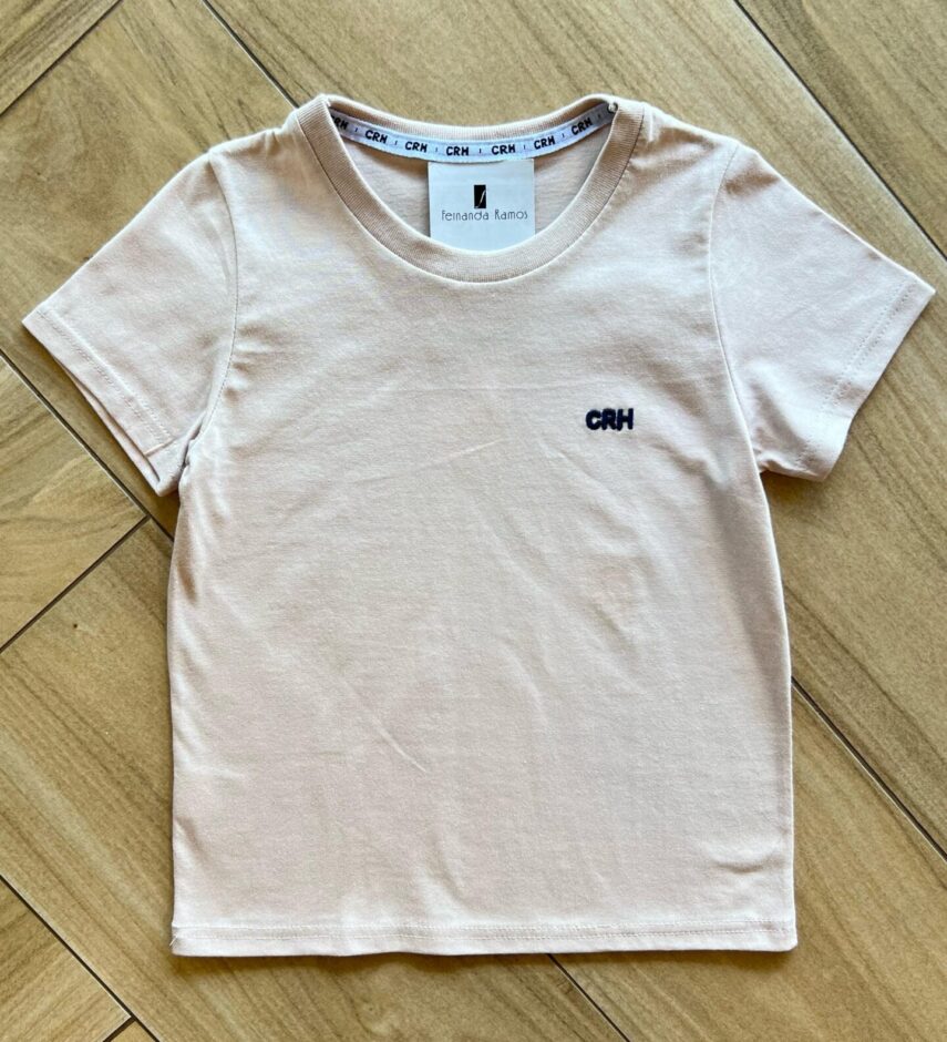 Camiseta Infantil Masculina Básica Bege Fernanda Ramos Kids