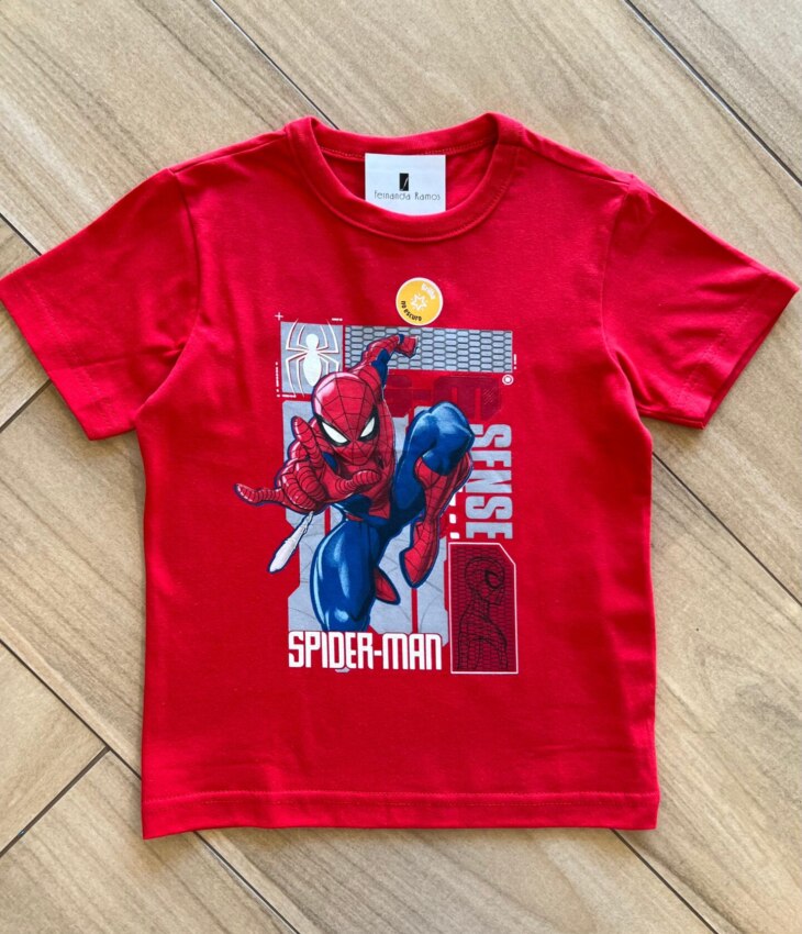 Camiseta Infantil Masculina Básica Manga Curta Aranha Fernanda Ramos Kids