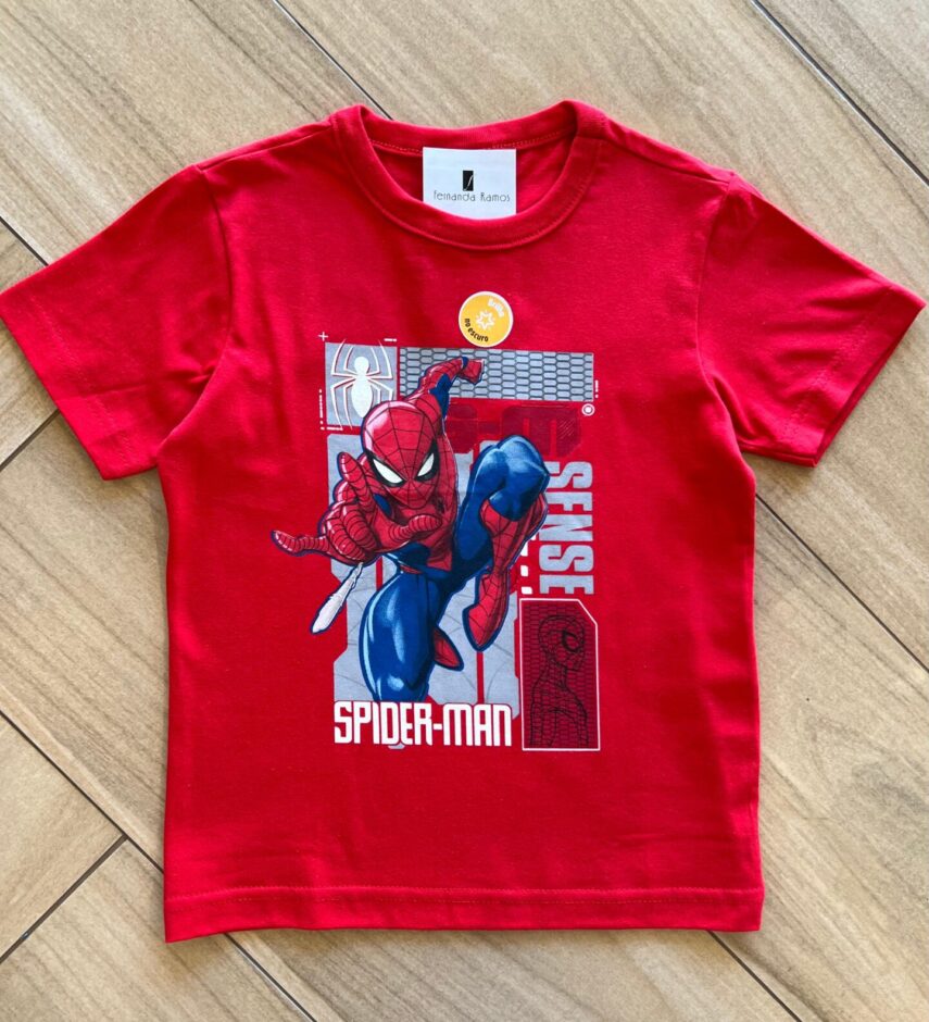 Camiseta Infantil Masculina Básica Manga Curta Aranha Fernanda Ramos Kids