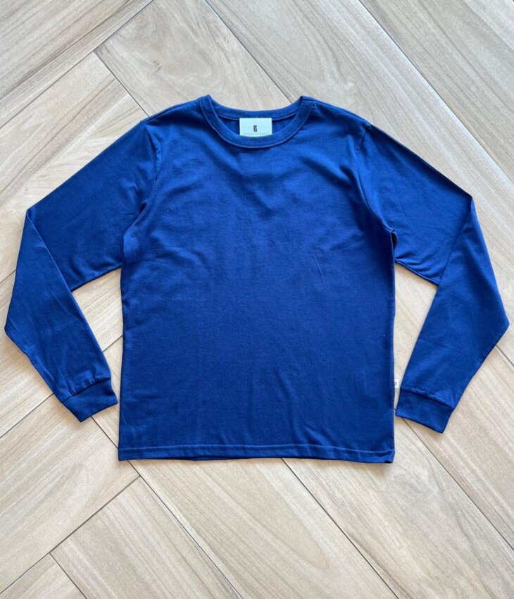 Camiseta Infantil Masculina Básica Manga Longa Azul Escuro Fernanda Ramos Kids